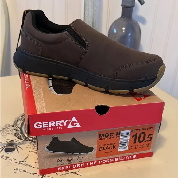 New In Box Gerry Mens Size 8 Brown Slip On Moc II Comfort Insole Casual Shoes Gerry Moc II Men main image 2